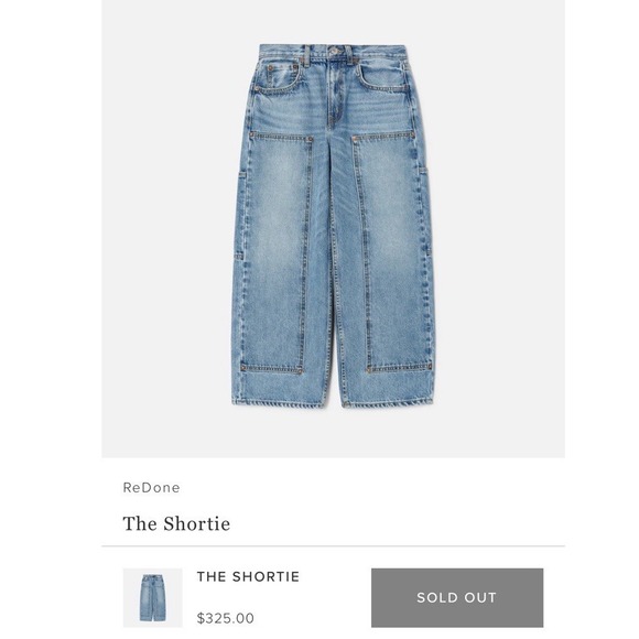 Re/Done Size 26 (32x26) The Shortie Jean Ankle Length Cargo Pocket Hacienda Blue - Picture 4 of 16
